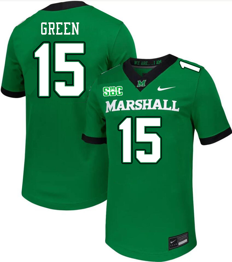 Men #15 Michael Green Marshall Thundering Herd SBC Conference College Football Jerseys Stitched-Gree